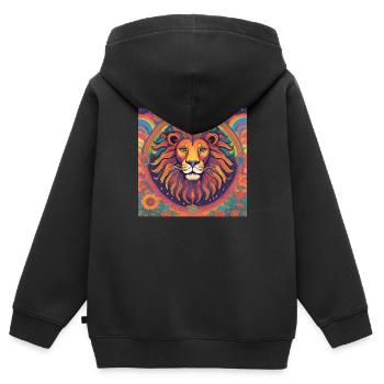Löwe spirituell Sternzeichen Geschenk - Kinder Premium Organic Zip Hoodie - Schwarz - Hinten - AI Model Kid Male (0cm)
