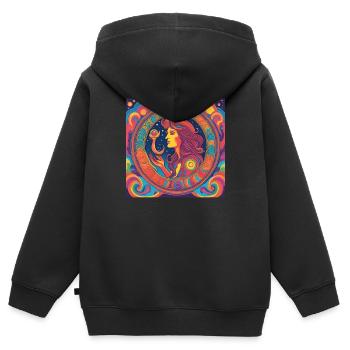 Vierge Astro Cadeau d’anniversaire - Sweat Premium à capuche zippé enfant bio - noir - Dos - AI Model Kid Male (0cm)