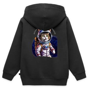 Astro Katze Geschenk - Kinder Premium Organic Zip Hoodie - Schwarz - Hinten - AI Model Kid Male (0cm)