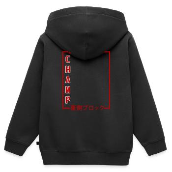 Champ 1986 Chinese Design - Kids Premium Organic Zip-up Hoodie - black - Back - AI Model Kid Male (0cm)