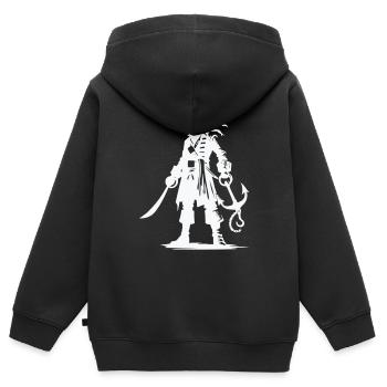 pirat - Kinder Premium Organic Zip Hoodie - Schwarz - Hinten - AI Model Kid Male (0cm)