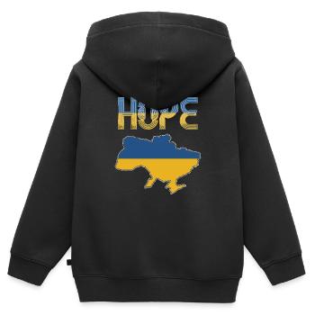 Hoffnung für die Ukraine – Patriotisches Unterstützungsdesign - Kinder Premium Organic Zip Hoodie - Schwarz - Hinten - AI Model Kid Male (0cm)