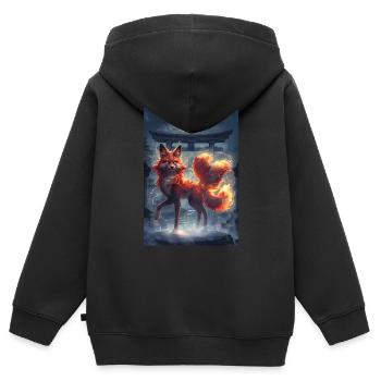 Fuchsgeist Mythologie Mythos Geschenk - Kinder Premium Organic Zip Hoodie - Schwarz - Hinten - AI Model Kid Male (0cm)