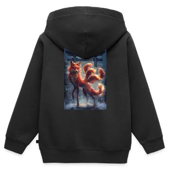 Fuchsfee China Mythologie Geschenk - Kinder Premium Organic Zip Hoodie - Schwarz - Hinten - AI Model Kid Male (0cm)