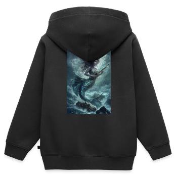 Meerjungfrau Mythologie Mythos Geschenk - Kinder Premium Organic Zip Hoodie - Schwarz - Hinten - AI Model Kid Male (0cm)