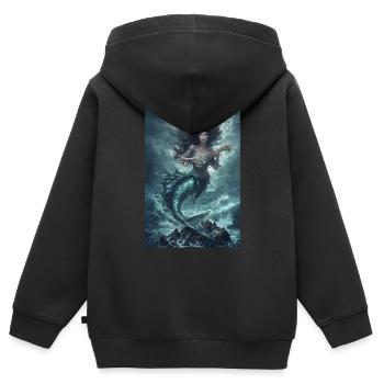 Meerjungfrau Mythologie Mythos Geschenk - Kinder Premium Organic Zip Hoodie - Schwarz - Hinten - AI Model Kid Male (0cm)