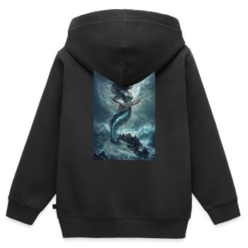Meerjungfrau Legende Mythos Geschenk - Kinder Premium Organic Zip Hoodie - Schwarz - Hinten - AI Model Kid Male (0cm)