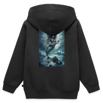 Meerjungfrau Mythologie Legende Geschenk - Kinder Premium Organic Zip Hoodie - Schwarz - Hinten - AI Model Kid Male (0cm)