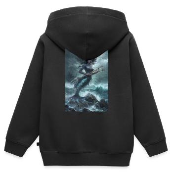 Meerjungfrau Mythologie Meer Geschenk - Kinder Premium Organic Zip Hoodie - Schwarz - Hinten - AI Model Kid Male (0cm)