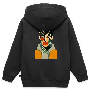 Cv style éblouissant - Sweat Premium à capuche zippé enfant bio - noir - Dos - AI Model Kid Male (0cm)
