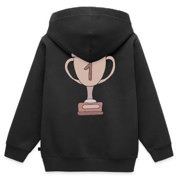 Coupe 1 - Sweat Premium à capuche zippé enfant bio - noir - Dos - AI Model Kid Male (0cm)