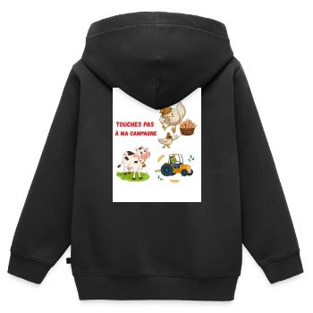 Touches pas ma campagne - Sweat Premium à capuche zippé enfant bio - noir - Dos - AI Model Kid Male (0cm)