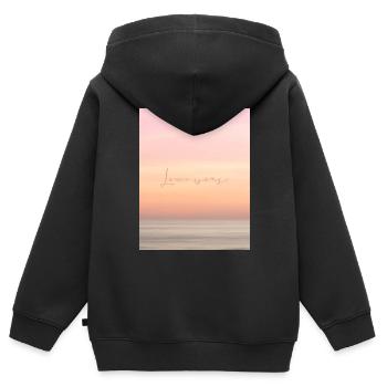 L’amour gagne - Sweat Premium à capuche zippé enfant bio - noir - Dos - AI Model Kid Male (0cm)
