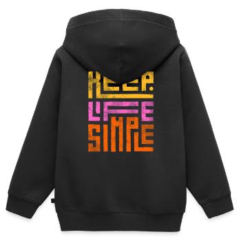 Keep Life Simple - Kids Premium Organic Zip-up Hoodie - black - Back - AI Model Kid Male (0cm)