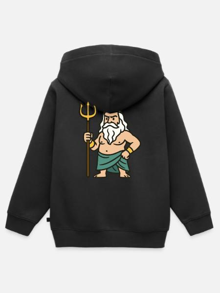 poseidon comic - Kinder Premium Organic Zip Hoodie - Schwarz