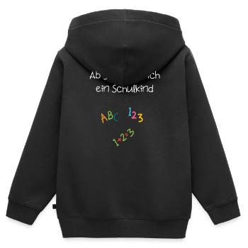 Ab jetzt bin ich ein Schulkind - Kinder Premium Organic Zip Hoodie - Schwarz - Hinten - AI Model Kid Male (0cm)