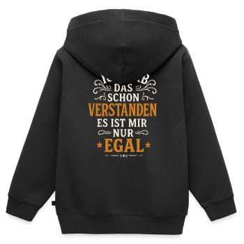 Ich hab das schon verstanden frecher Spruch - Kinder Premium Organic Zip Hoodie - Schwarz - Hinten - AI Model Kid Male (0cm)