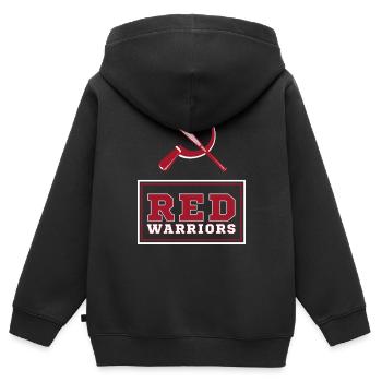 Red Warriors Logo2 - Sweat Premium à capuche zippé enfant bio - noir - Dos - AI Model Kid Male (0cm)