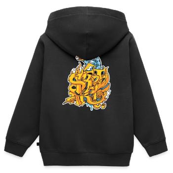 Graffiti Street art mit Adler und Krone - Kinder Premium Organic Zip Hoodie - Schwarz - Hinten - AI Model Kid Male (0cm)