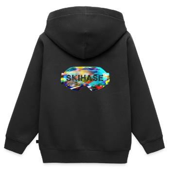 Lapin de ski, graffiti, lunettes de ski - Sweat Premium à capuche zippé enfant bio - noir - Dos - AI Model Kid Male (0cm)
