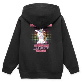 Ich bin nicht klein Einhorn - Kinder Premium Organic Zip Hoodie - Schwarz - Hinten - AI Model Kid Male (0cm)