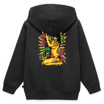 tätowiertes Skateboard Girl - Kinder Premium Organic Zip Hoodie - Schwarz - Hinten - AI Model Kid Male (0cm)