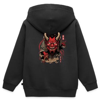 Oni Yökai Kreatur mit scharfen Klauen und Hörnern - Kinder Premium Organic Zip Hoodie - Schwarz - Hinten - AI Model Kid Male (0cm)