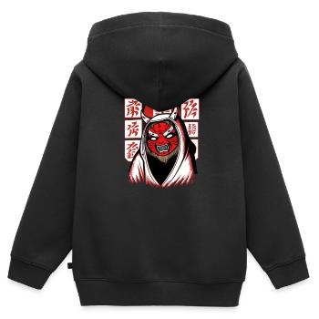Créature Kappa de la croyance populaire japonaise Yokai - Sweat Premium à capuche zippé enfant bio - noir - Dos - AI Model Kid Male (0cm)