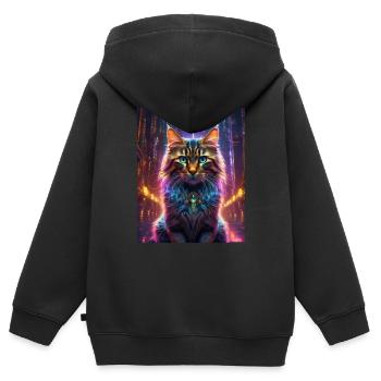 Chat matriciel - Sweat Premium à capuche zippé enfant bio - noir - Dos - AI Model Kid Male (0cm)