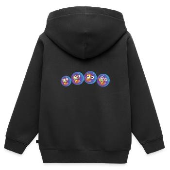 famille disco, famille, bal disco, discothèque - Sweat Premium à capuche zippé enfant bio - noir - Dos - AI Model Kid Male (0cm)