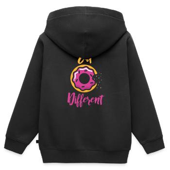 Donut Donuts Logo Spruch mit pink Glasur - Kinder Premium Organic Zip Hoodie - Schwarz - Hinten - AI Model Kid Male (0cm)