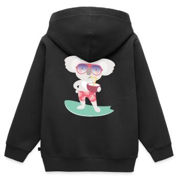 COOL KOALA - Kinder Premium Organic Zip Hoodie - Schwarz - Hinten - AI Model Kid Male (0cm)