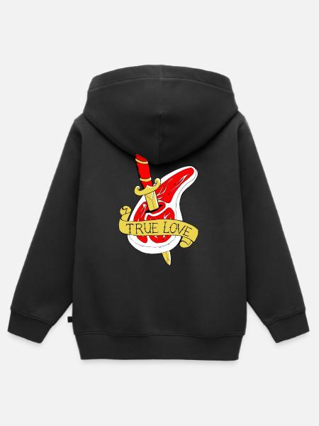 meat love - Kinder Premium Organic Zip Hoodie - Schwarz