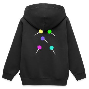 Süßigkeiten Kindergeburtstag naschen Lolli Kinder - Kinder Premium Organic Zip Hoodie - Schwarz - Hinten - AI Model Kid Male (0cm)