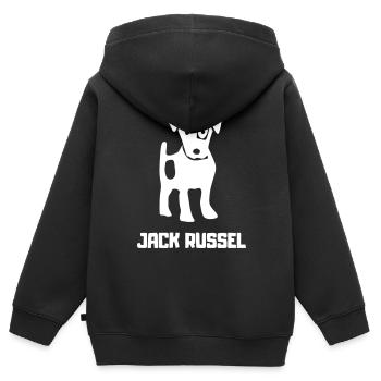 Jack russell jack russel - Sweat Premium à capuche zippé enfant bio - noir - Dos - AI Model Kid Male (0cm)