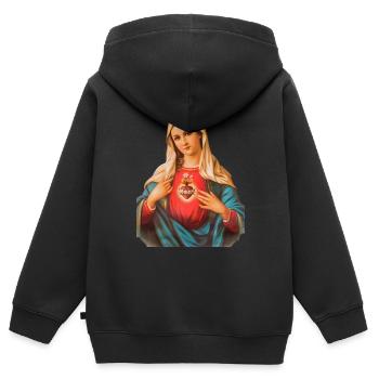 Holly Mary Maria Madonna Mariana Jungfrau Maria - Kinder Premium Organic Zip Hoodie - Schwarz - Hinten - AI Model Kid Male (0cm)