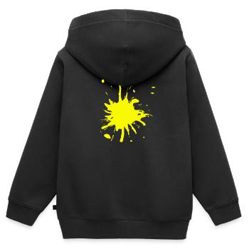 Farbklecks gelb - Kinder Premium Organic Zip Hoodie - Schwarz - Hinten - AI Model Kid Male (0cm)