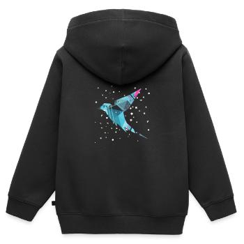 Abstrakt Vogel - Kinder Premium Organic Zip Hoodie - Schwarz - Hinten - AI Model Kid Male (0cm)
