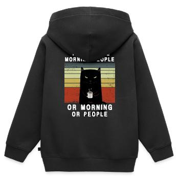 Ich hasse Morgen Menschen und Morgen und Menschen - Kinder Premium Organic Zip Hoodie - Schwarz - Hinten - AI Model Kid Male (0cm)