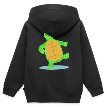 Hand drawn dancing turtle - Kids Premium Organic Zip-up Hoodie - black - Back - AI Model Kid Male (0cm)