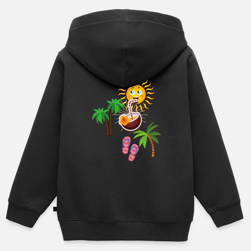 tempo di vacanza - Felpa Premium con cappuccio con zip bambino bio - nero
