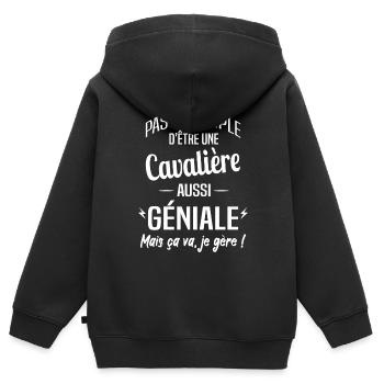 Cavalière - Sweat Premium à capuche zippé enfant bio - noir - Dos - AI Model Kid Male (0cm)