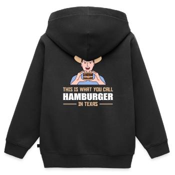Hamburger in Texas Design für stolze Texaner - Kinder Premium Organic Zip Hoodie - Schwarz - Hinten - AI Model Kid Male (0cm)