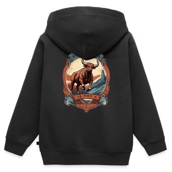 L’équitation de taureaux n’est pas un sport pour les lâches - Sweat Premium à capuche zippé enfant bio - noir - Dos - AI Model Kid Male (0cm)
