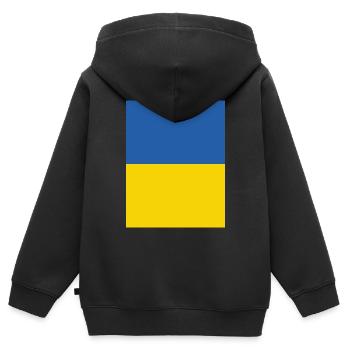 Solidarité avec l’Ukraine - Sweat Premium à capuche zippé enfant bio - noir - Dos - AI Model Kid Male (0cm)