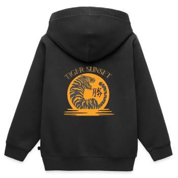 Tiger_Sunset - Sweat Premium à capuche zippé enfant bio - noir - Dos - AI Model Kid Male (0cm)