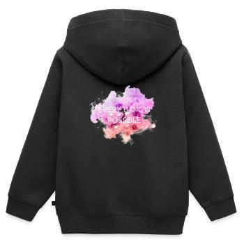 Tout est possible - Sweat Premium à capuche zippé enfant bio - noir - Dos - AI Model Kid Male (0cm)