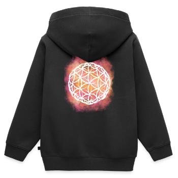 Lebensblume 3dimensional - Kinder Premium Organic Zip Hoodie - Schwarz - Hinten - AI Model Kid Male (0cm)