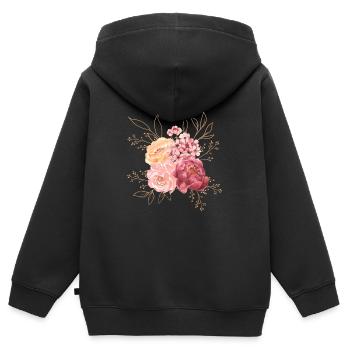 Composition florale - Sweat Premium à capuche zippé enfant bio - noir - Dos - AI Model Kid Male (0cm)