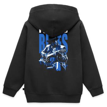 Ich habe den Blues - Kinder Premium Organic Zip Hoodie - Schwarz - Hinten - AI Model Kid Male (0cm)